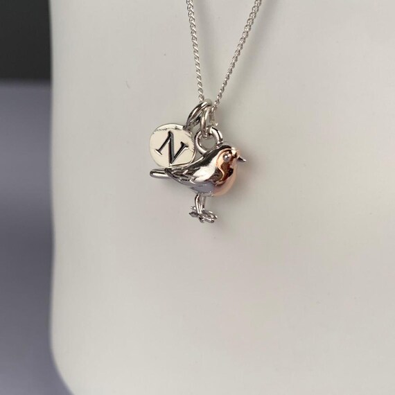 Rose gold robin necklace clearance