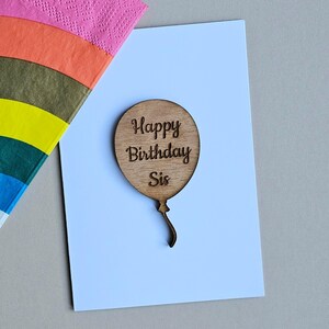 Globo y tarjeta de "Feliz cumpleaños, hermana": tarjetas hechas a mano, recuerdos, tarjetas de cumpleaños, tarjetas de sentimiento y tarjetas de positividad.