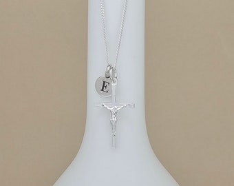 Sterling Silver Small Crucifix Personalised Necklace