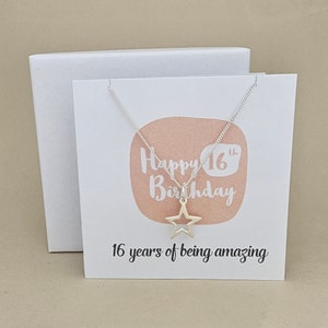 Carte 16e anniversaire collier étoile en boîte