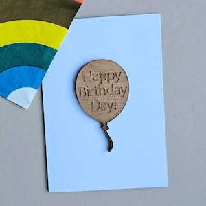 Feliz Dia de Aniversário! Token de Balão e Cartão de Aniversário - Cartões Feitos à Mão, Presentes de Lembrança, Cartões de Aniversário, Cartões de Sentimento, Cartões de Positividade