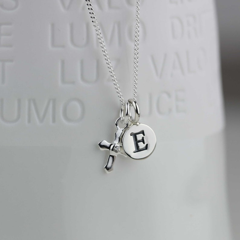 Personalised Solid Silver Christening Cross Necklace