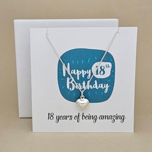Biglietto con collana a cuore per il 18° compleanno in scatola