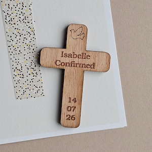 Personalised Wooden Confirmation Cross Pocket Token