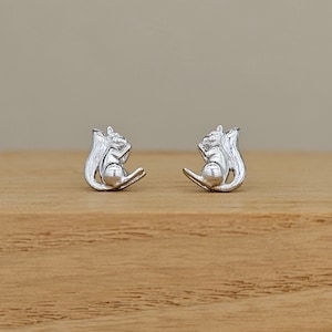 Sterling Silver Squirrel Stud Earrings