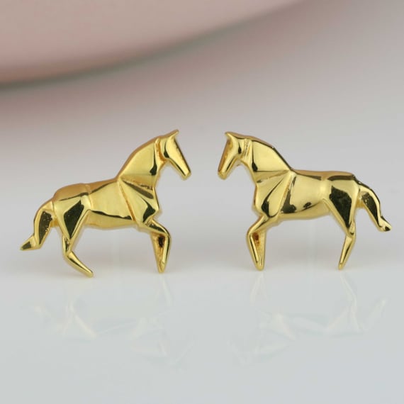 Stunning Origami Horse Earrings In Silver Rose Gold Or Gold