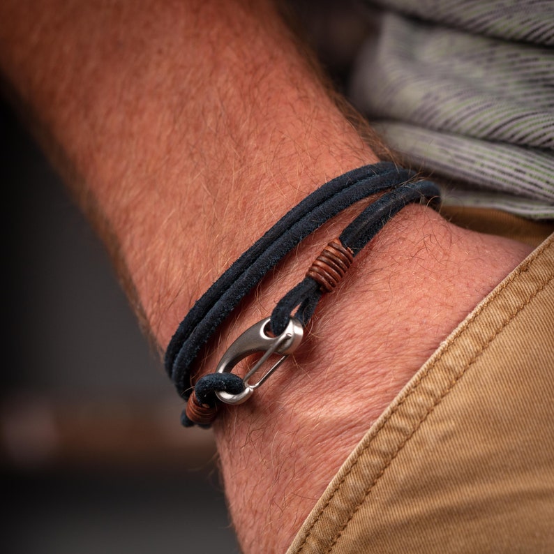 Men's Suede Leather Double Wrap Bracelet image 2