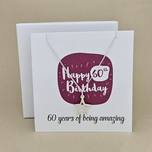 Carte 60e anniversaire collier étoile en boîte