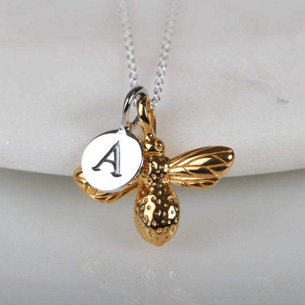 18ct Gold Vermeil Baby Bumblebee Personalised Necklace