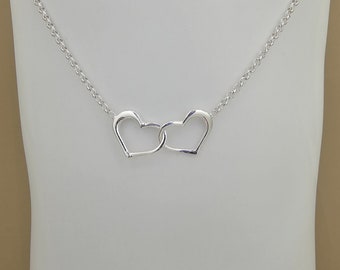 Sterling Silver Interlocking Heart Necklace