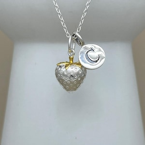 Personalised Strawberry Charm Sterling Silver Necklace