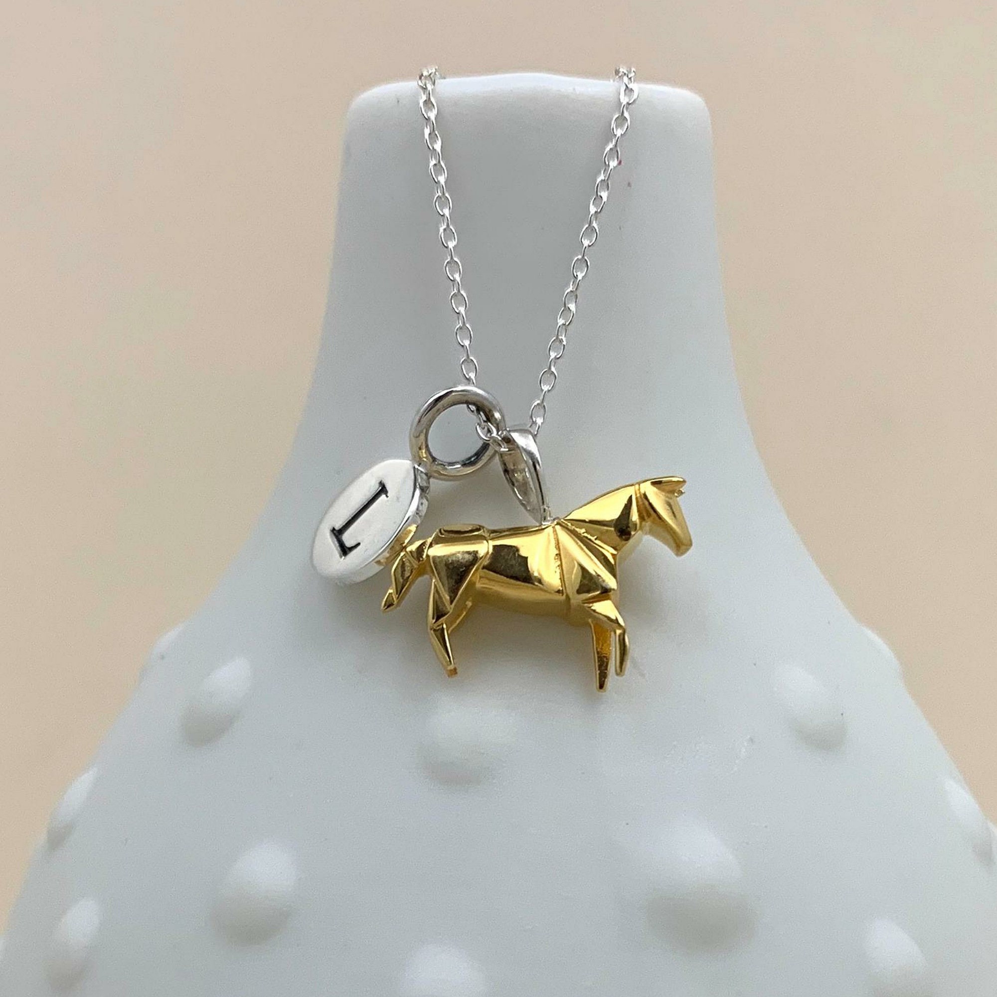 Personalised Origami Horse Necklace in Solid Silver Rose Gold or Gold Etsy Canada