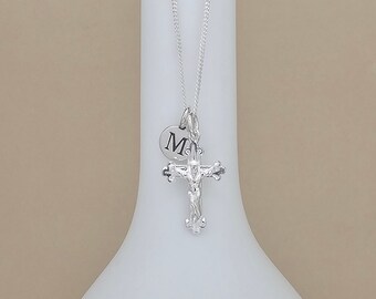 Sterling Silver Fancy Crucifix Personalised Necklace