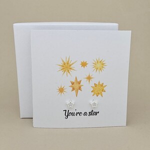 Cartão de brincos estrela 'You're A Star' em caixa