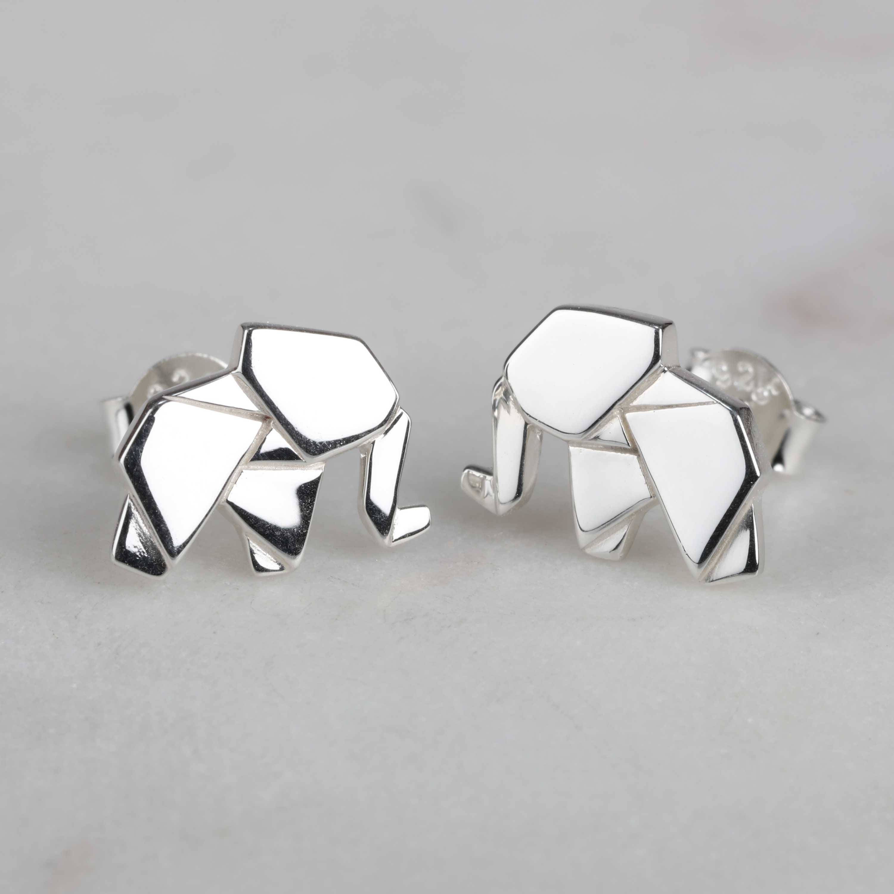 Sterling Silver Origami Elephant Dangle Earrings Sterling Silver Origami Elephant Dangle Earrings