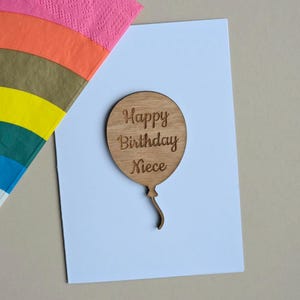 Globo de Feliz Cumpleaños para Sobrina - Tarjetas hechas a mano, regalos de recuerdo, tarjetas de cumpleaños, tarjetas de sentimiento, tarjetas de positividad