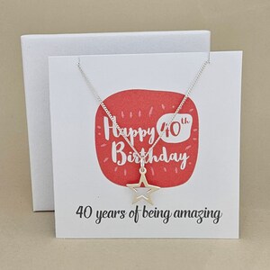 Carte 40e anniversaire avec collier étoile en boîte