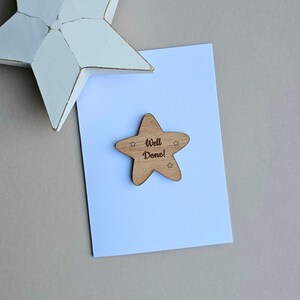 ¡Bien hecho! Ficha y tarjeta de madera con forma de estrella: tarjetas hechas a mano, regalos de recuerdo, tarjetas de cumpleaños, tarjetas con sentimientos, tarjetas de positividad