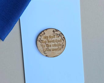 My Dad Is The Best Dad Wooden World Token and Card - Father's day Cards, Handmade Cards, Keepsake Gifts, Birthday Cards, Sentiment Cards