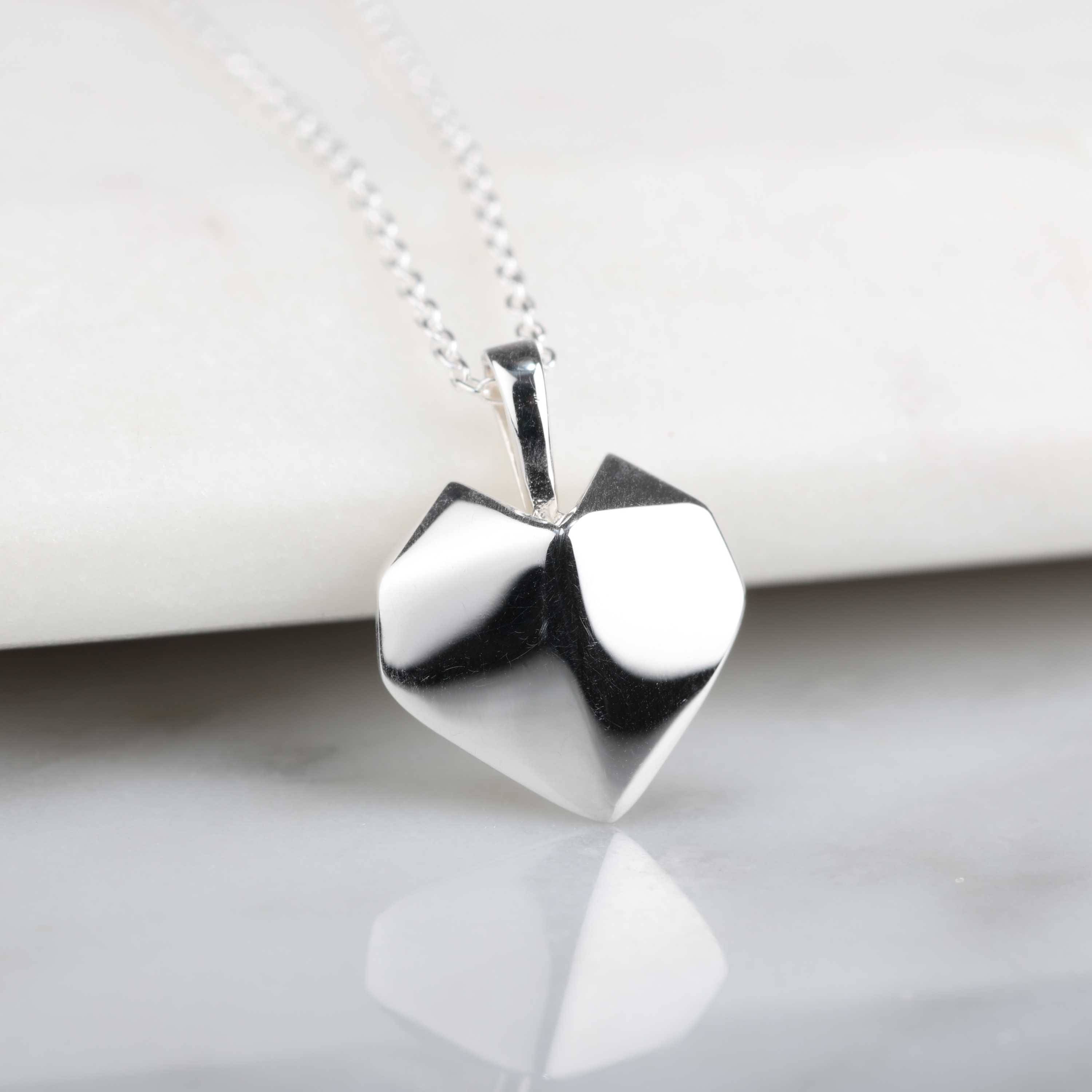 Stunning Silver Origami Heart Necklace Etsy Canada