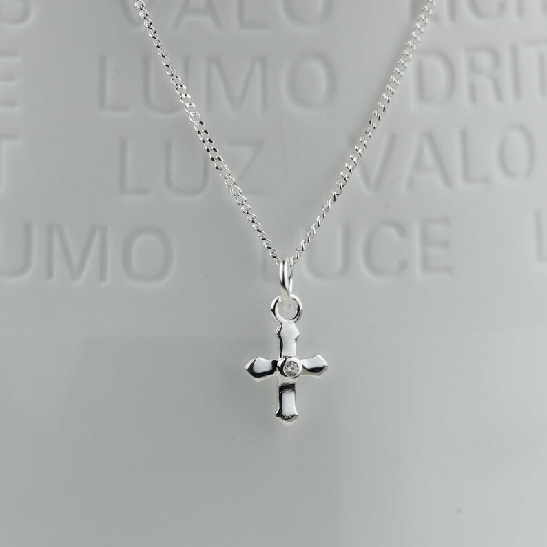 Personalised Solid Silver Christening Cross Necklace