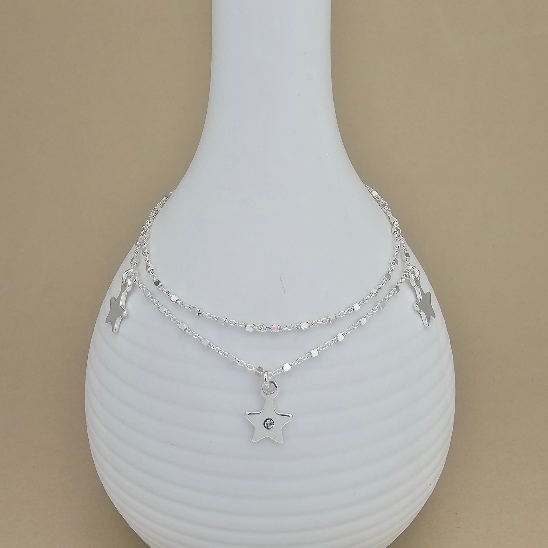 Sterling Silver Double Chain Star Bracelet - Etsy