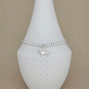 Sterling Silver Bead Bracelet with Dachshund Charm
