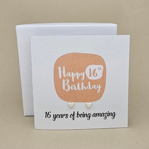 Boxed 16th Birthday Herz Ohrstecker Karte
