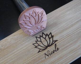 Lotus - Custom Branding Iron, Personalized Name, Woodworking Tool, Crafting Leather, Flame or Electric Hot Stamp, Brand Wood