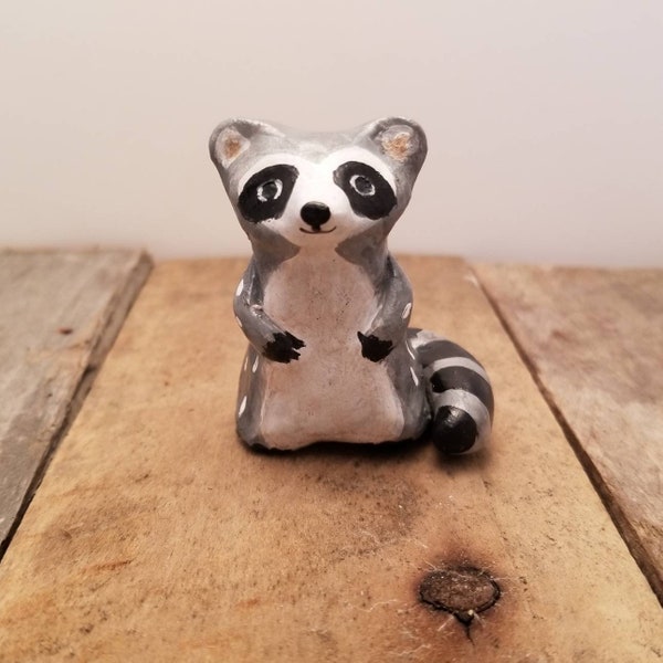 Raccoon Pocket Totem, Raccoon Spirit Animal, Lucky Charm, Talisman, Raccoon Figurine, Clay Raccoon