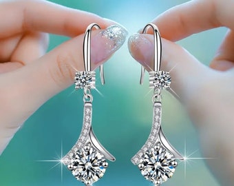 Sterling Silver Clear Earrings Ships