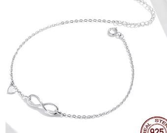 Sterling Silver Infinity Adjustable Clear Stones Bracelet Ships USA