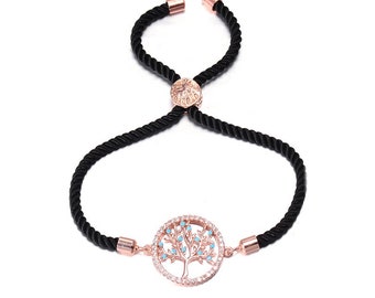 Red String Bracelet Rose Gold Family Tree Ships USA