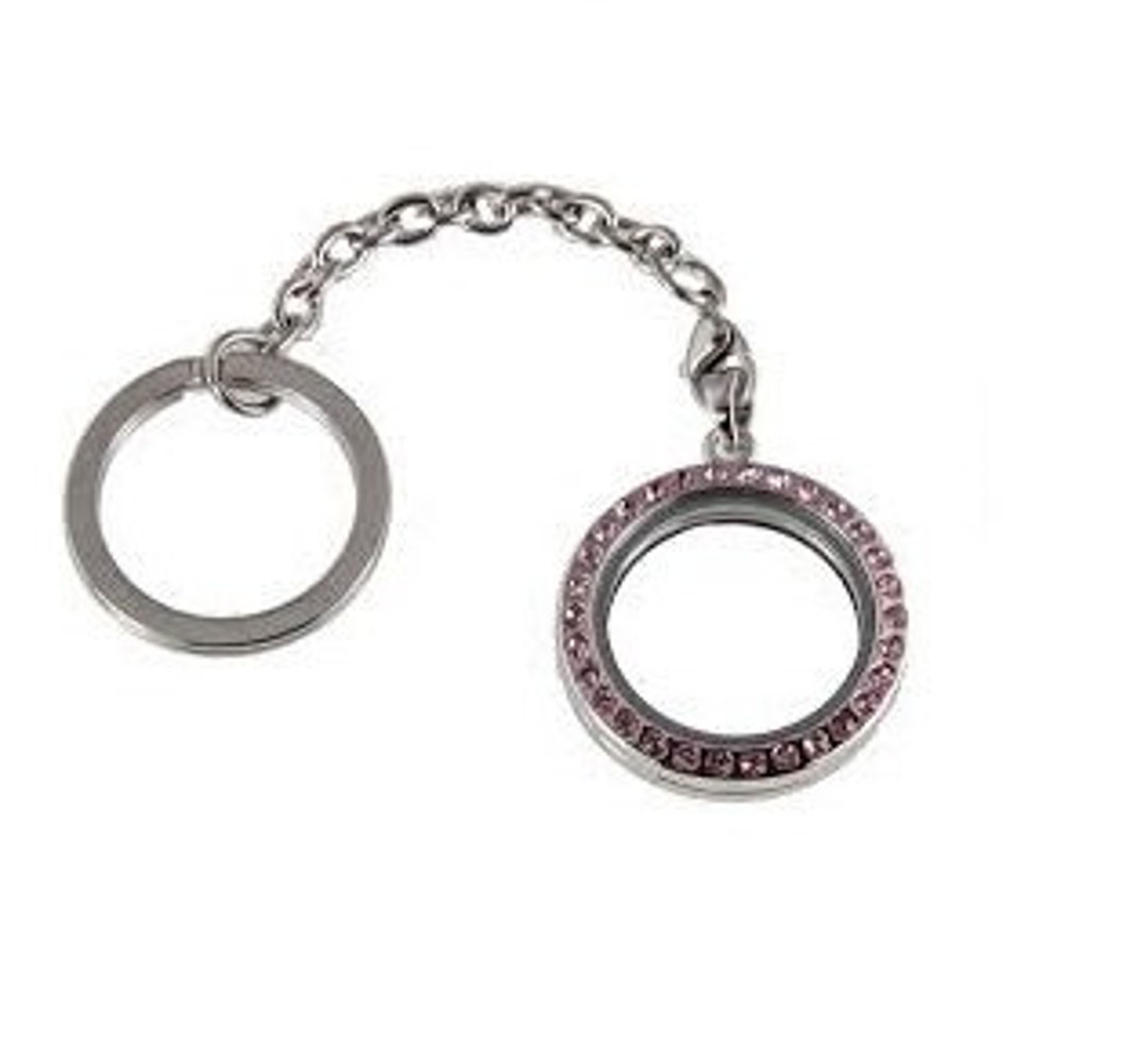 Floating Charm Pink Keychain Locket Etsy