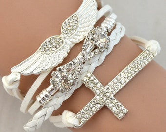 Bohemian Cross Wing Infinity Bracelet Ships USA