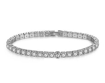Sterling Silver Tennis Bracelet Ships USA Size 17cm OR 19cm