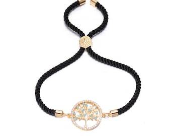 Red String Bracelet Gold Family Tree Black String Ships USA