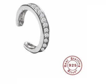 Sterling Silver Ear Cuff With Clear Stones Ships USA