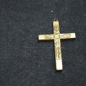 Gold cross / etching / 1/20 12K gold / 1&quot; x .75&quot; / cross / gold / pendant / necklace / religious / gold pendant / 12K gold / gold religious