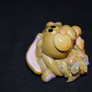 Easter bunny / clay figurine / 1988 / clay bunny / clay rabbit / Easter / bunny / rabbit / figurine / bunny figurine. 2&quot; x 1.75&quot; x 1.25&quot;