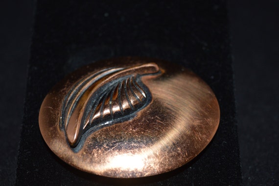 Copper Brooch Oval Brooch Copper Pin Leaf Leaf Brooch