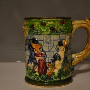 Japanese / Beer Stein / Tankard / Mug / colorful / Japan / beer / made in Japan / blue / green / beer tankard / beer mug / vintage