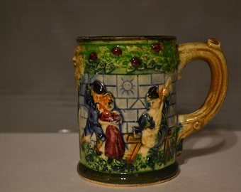 Japanese / Beer Stein / Tankard / Mug / colorful / Japan / beer / made in Japan / blue / green / beer tankard / beer mug / vintage
