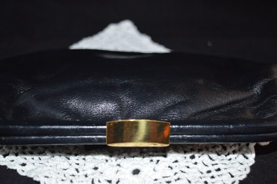Navy leather clutch / leather bag / leather purse… - image 4