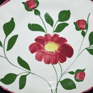 Southern / platter / 1950s / Hand painted/ under glaze / oval / oval platter / floral / pink / white / green / serving / serving platter