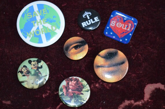 Assorted tin pins / set of 8 / including ; : Save… - image 1