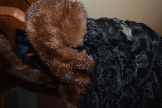 Persian Lamb Fur Jacket / black / brown mink coll… - image 7