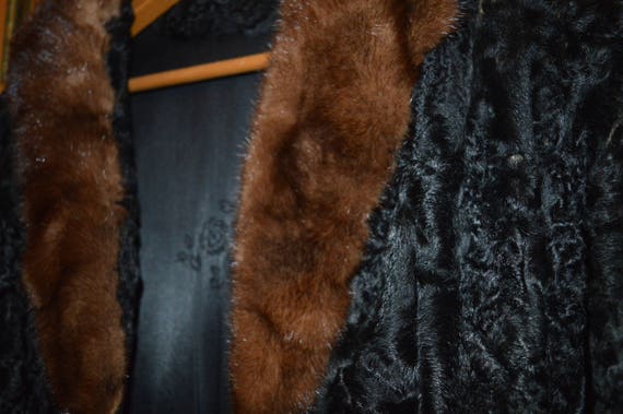 Persian Lamb Fur Jacket / black / brown mink coll… - image 2