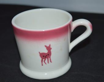 Children's mug / McNicol China / white / pink trim / faun / bunny / 3" / mug / children / small mug / deer / rabbit / pink /  