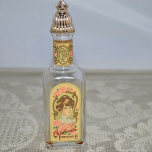 Avon 90th Anniversary Keepsake / California perfume / bottle / decorative bottle / pink label / gold cap / 1976 / Avon / Avon perfume